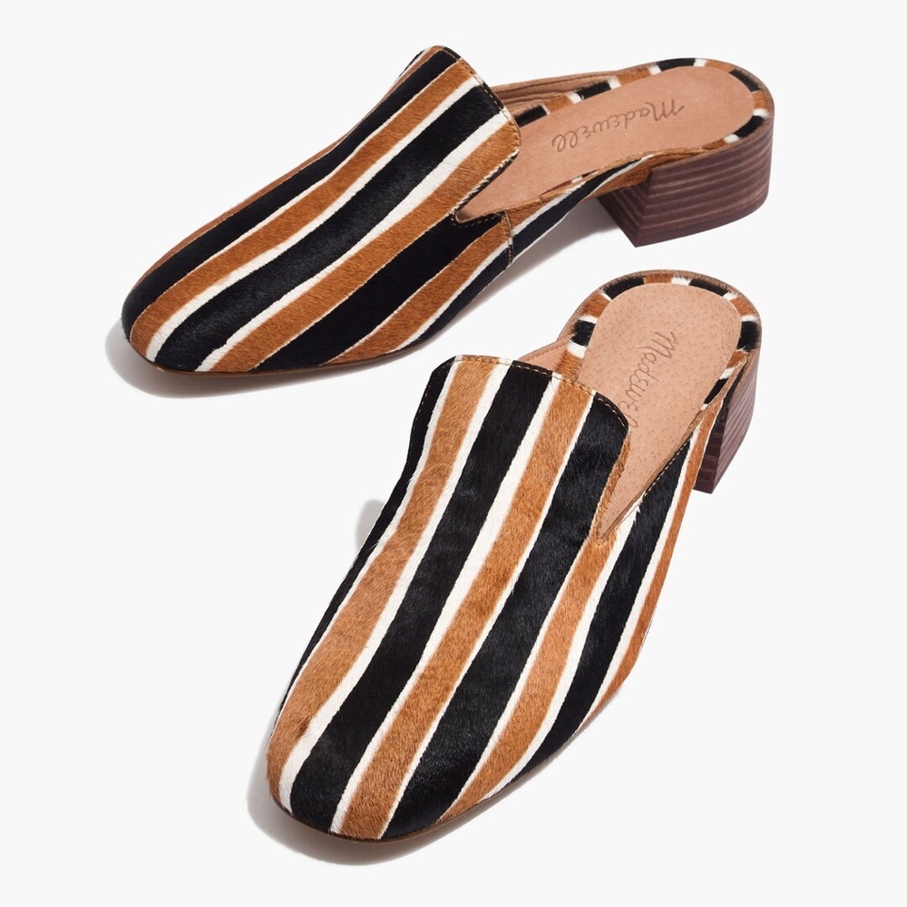 Madewell The Willa Loafer Mule in Striped Calf Hair
